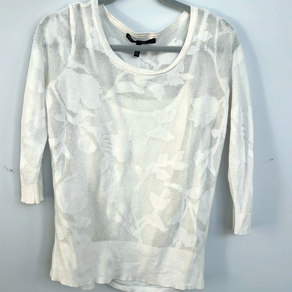 White House Black Market white 2pc sheer sweater and tank set